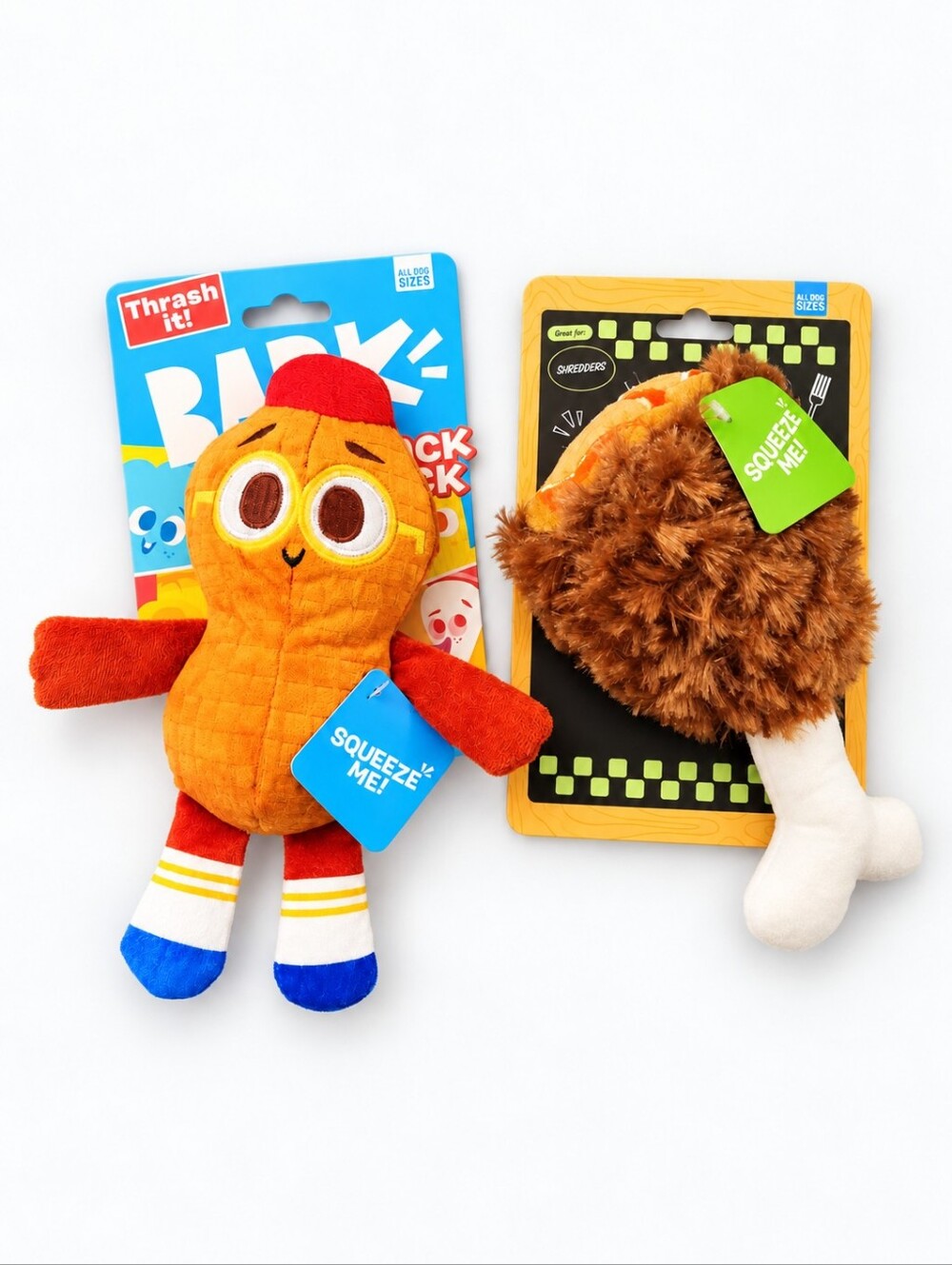 BARK Dog Toy Lot Goober B Nutty & Turkey Leg Plush Squeaky Toys NWT